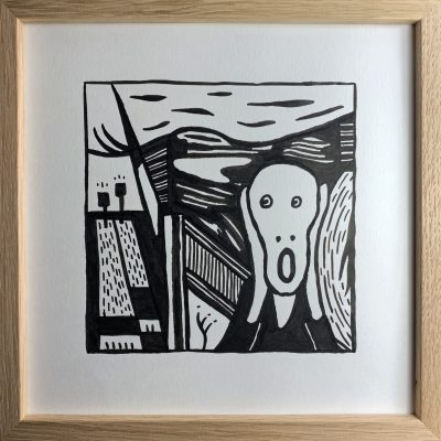 Petit musée : Hommage à Edvard Munch
#Le cri
Encre de chine
20 x 20 cm

Peut-on parler du son d'une œuvre picturale ? La réponse est un oui sonore et strident qu'il est difficile de reproduire… j'ai essayé par 2 fois.